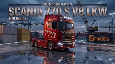 DF models RC tahač Scania 770 6x4 1:18 RTR červený
