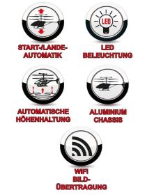 DF-100 FPV vrtulník, kamera, WiFi přenos obrazu, AUTO start/přistání, LED, ALU šasi, RTF