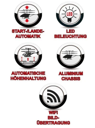 DF-100 FPV vrtulník, kamera, WiFi přenos obrazu, AUTO start/přistání, LED, ALU šasi, RTF