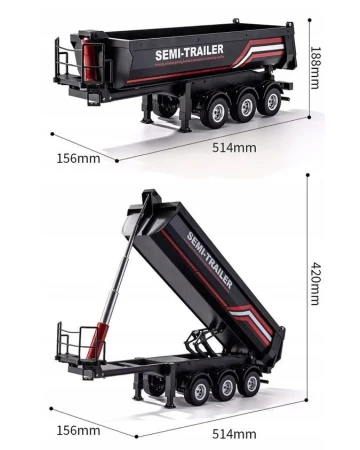 DF models Sklápěcí návěs, třínápravový, pro modely Scania v měřítku 1:18 s LED osvětlením
