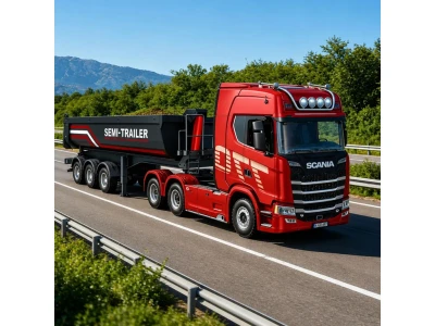 DF models Sklápěcí návěs, třínápravový, pro modely Scania v měřítku 1:18 s LED osvětlením