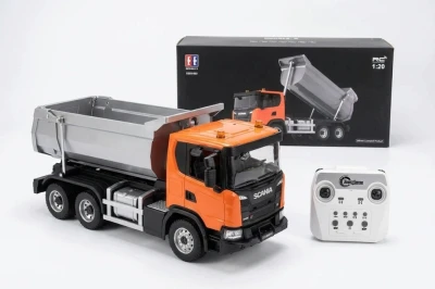DOUBLE E SCANIA G540 oranžová kabina 1:20 RC sklápěč