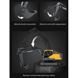 DoubleE RC bagr VOLVO EC160E 1:16 17 kanálů LED zvuky RTR sada app na programování + sleva 400,- na příslušenství