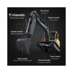 DoubleE RC bagr VOLVO EC160E 1:16 17 kanálů LED zvuky RTR sada app na programování + sleva 400,- na příslušenství