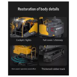 DoubleE RC bagr VOLVO EC160E 1:16 17 kanálů LED zvuky RTR sada app na programování + sleva 400,- na příslušenství