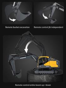 DoubleE RC bagr VOLVO EC160E 1:16 17 kanálů LED zvuky RTR sada app na programování + sleva 400,- na příslušenství
