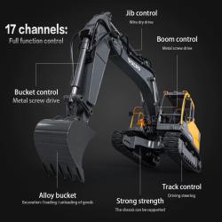 DoubleE RC bagr VOLVO EC160E 1:16 17 kanálů LED zvuky RTR sada app na programování + sleva 400,- na příslušenství