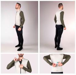 Force ENDLESS béžovo-zelený cyklodres - dlhý rukáv