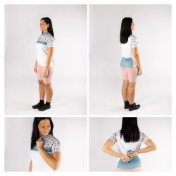 Force ROCK LADY bílo-tyrkysový dámský cyklodres - kr. rukáv