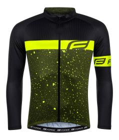 Force SPRAY army-fluo pánský cyklistický dres - dlouhý rukáv