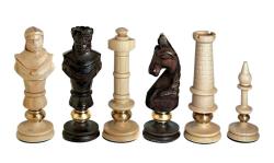 Drevené šachy.sk Figúrky Royal Maxi vyvážené mosadzou hnedé