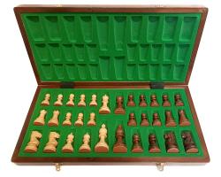 Drevene sachy.cz Šachy Staunton Nefertiti s intarzovanou skládací šachovnicí