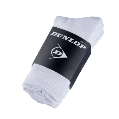 DUNLOP Club bílé vysoké sportovní ponožky 3 páry
