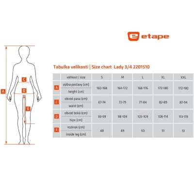 Etape Lady 3/4 dámské kalhoty černá