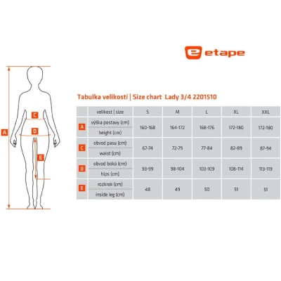 Etape Lady 3/4 dámské kalhoty černá
