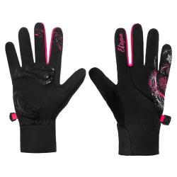 Etape Puzzle detské rukavice čierna-ružová