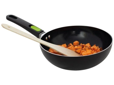Eurotrail Wok pánev s odnímatelným držadlem černá, průměr 28 cm, větší