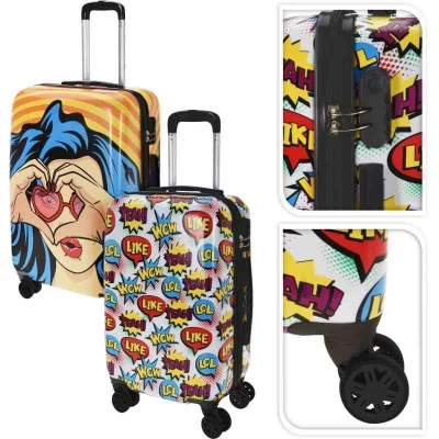 Excellent Kufr cestovní na kolečkách sada 2 ks motiv pop art Excellent Kufr cestovní na kolečkách sada 2 ks motiv pop art