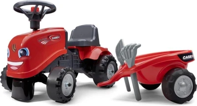Falk Odrážedlo 238C Baby Case IH červený s vlečkou a lopatkou s hrabičky