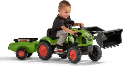 Falk Šlapací traktor 2040AM Claas Arion 410 nakladačem a vlečkou