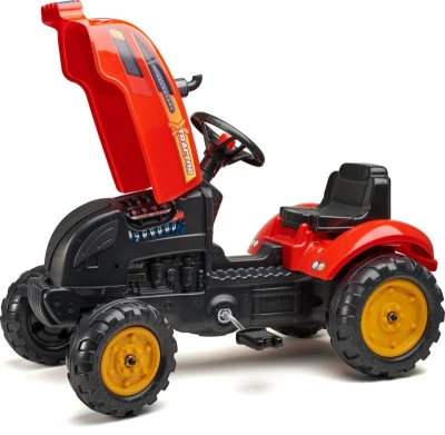 Falk Šlapací traktor 2046AB X-Tractor s vlečkou a otevírací kapotou - červený