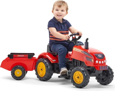 Falk Šlapací traktor 2046AB X-Tractor s vlečkou a otevírací kapotou - červený