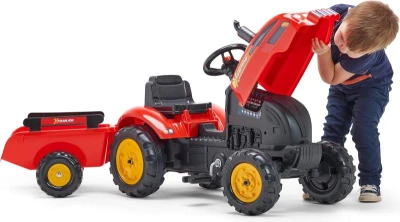 Falk Šlapací traktor 2046AB X-Tractor s vlečkou a otevírací kapotou - červený