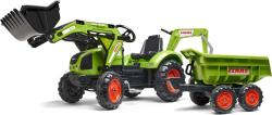Falk šlapací traktor 2070W Claas backhoe s přední a zadní lžící a přívěsem