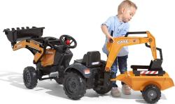 Falk Šlapací traktor 967N Case CE s nakladačem, rypadlem a vlečkou