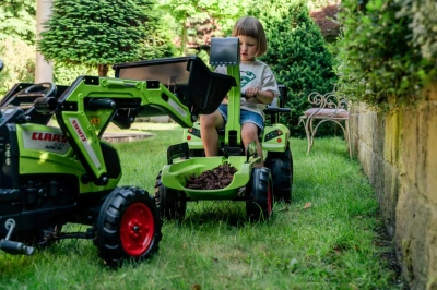 Falk Šlapací traktor velký 2070Y Claas Arion 430 s nakladačem, rýpadlem a vlečkou