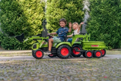Falk Šlapací traktor velký 2070Y Claas Arion 430 s nakladačem, rýpadlem a vlečkou