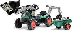 Falk Šliapací traktor Vintage 2054N s lyžicou, bagrom a prívesom, zelený