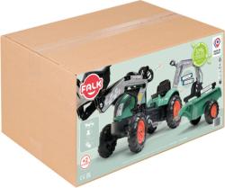 Falk Šliapací traktor Vintage 2054N so škrabkou, bagrom a prívesom, zelený