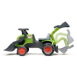 Falk Traktor Baby Claas s čelním nakladačem, bagrem a vlečkou