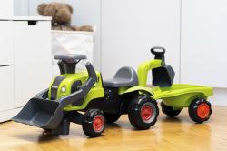 Falk Traktor Baby Claas s čelním nakladačem, bagrem a vlečkou