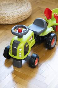 Falk Traktor Baby Claas s volantem, klaksonem, přívěsem, hráběmi a lopatou