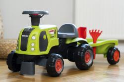 Falk Traktor Baby Claas s volantem, klaksonem, přívěsem, hráběmi a lopatou