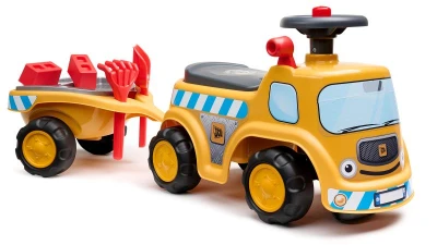 Falk Traktor Baby JCB s volantem, klaksonem a přívěsem