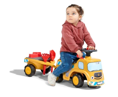 Falk Traktor Baby JCB s volantem, klaksonem a přívěsem
