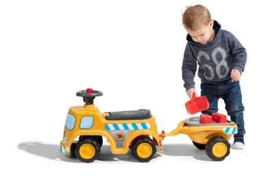 Falk Traktor Baby JCB s volantem, klaksonem a přívěsem
