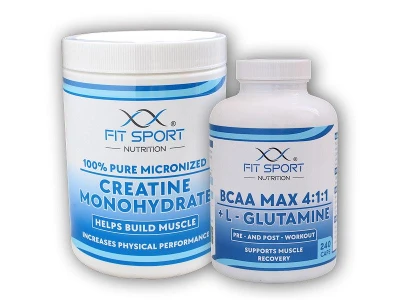 FitSport Nutrition 100% Creatine Monohydrate 550g + BCAA MAX 4:1:1 + L-Glutamine 240 caps
