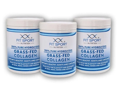 FitSport Nutrition 3x 100% Pure Hydrolyzed Grass-Fed Collagen 400g - Hydrolyzovaný Kolagen