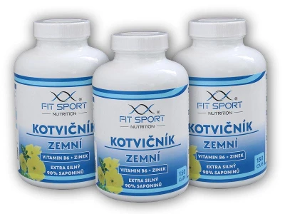 FitSport Nutrition 3x Kotvičník zemní 90% + Vitamin B6 + Zinek 150 kapslí FitSport Nutrition 3x Kotvičník zemní 90% + Vitamin B6 + Zinek 150 kapslí