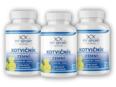 FitSport Nutrition 3x Kotvičník zemní 90% + Vitamin B6 + Zinek 150 kapslí