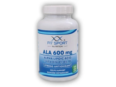 FitSport Nutrition ALA 600mg Alpha Lipoic Acid + Vitamin B1,B5,B6 120 vege caps - Kyselina Alfa Lipoová