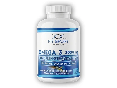 FitSport Nutrition Omega 3 3000mg Pure Fish Oil + Vitamin E 150 softgels - Rybí olej