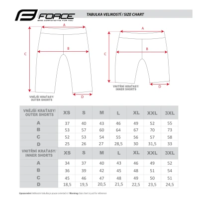 Force BLADE MTB červené šortky s odnímatelnou vložkou