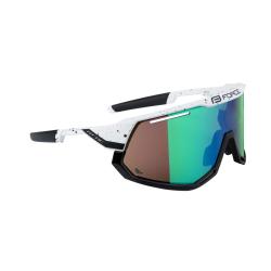 Force ATTIC bielo-čierne cyklistické okuliare - zelené kontrastné sklo + šatka Force