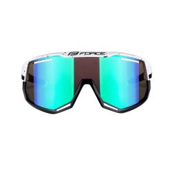 Force ATTIC bielo-čierne cyklistické okuliare - zelené kontrastné sklo + šatka Force