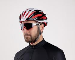 Force CREED bielo-červené, čierne zrkadlové sklá cyklistické okuliare